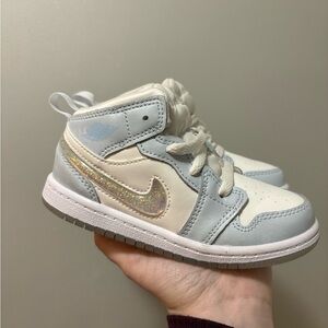 Nike Kids' Cream and Light Blue Sneakers